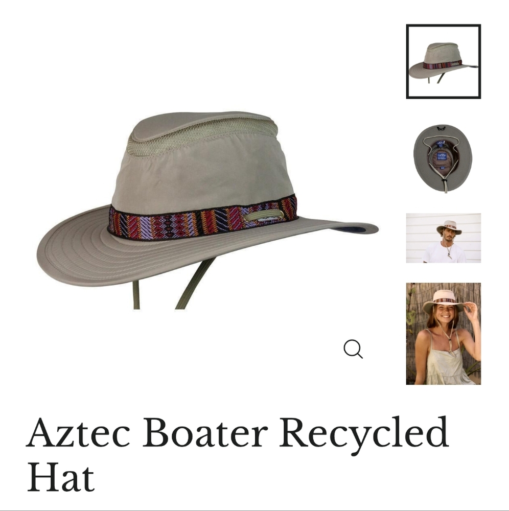 Aztec Boater Recycled Hat in Tan